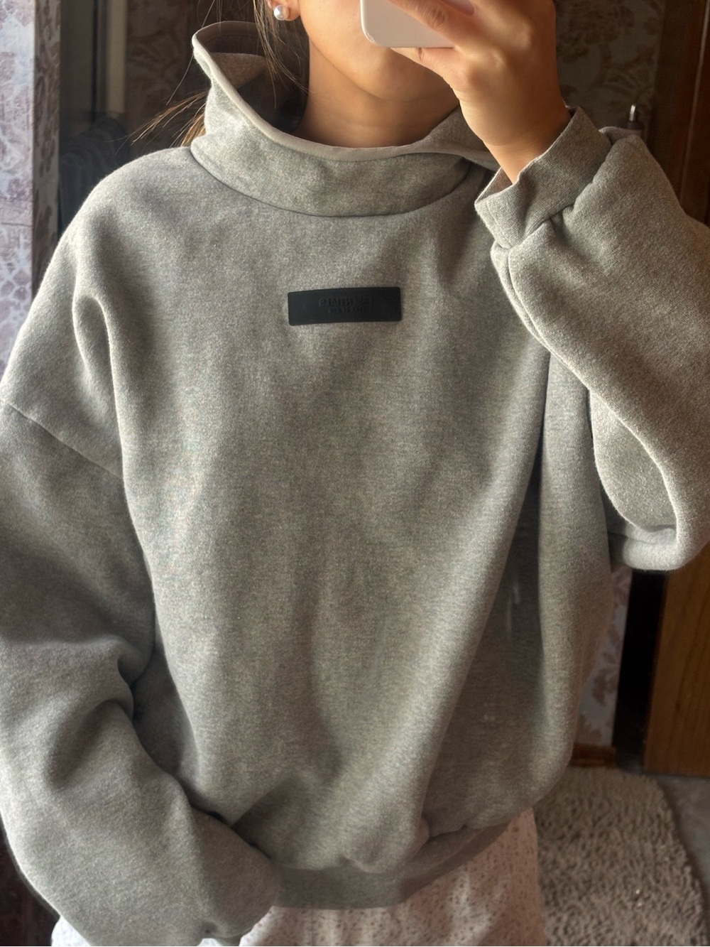 Essentials Gray High-Neck Pullover Sweatshirt